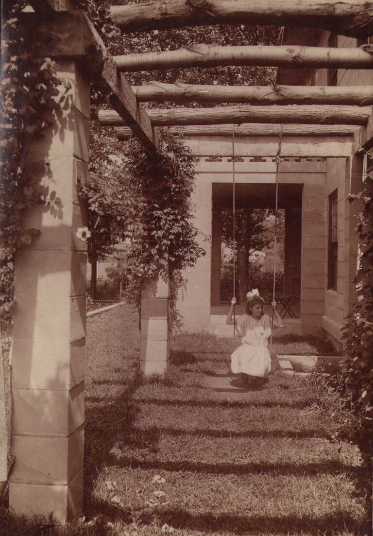 Dorothy on Swing in Pergola
