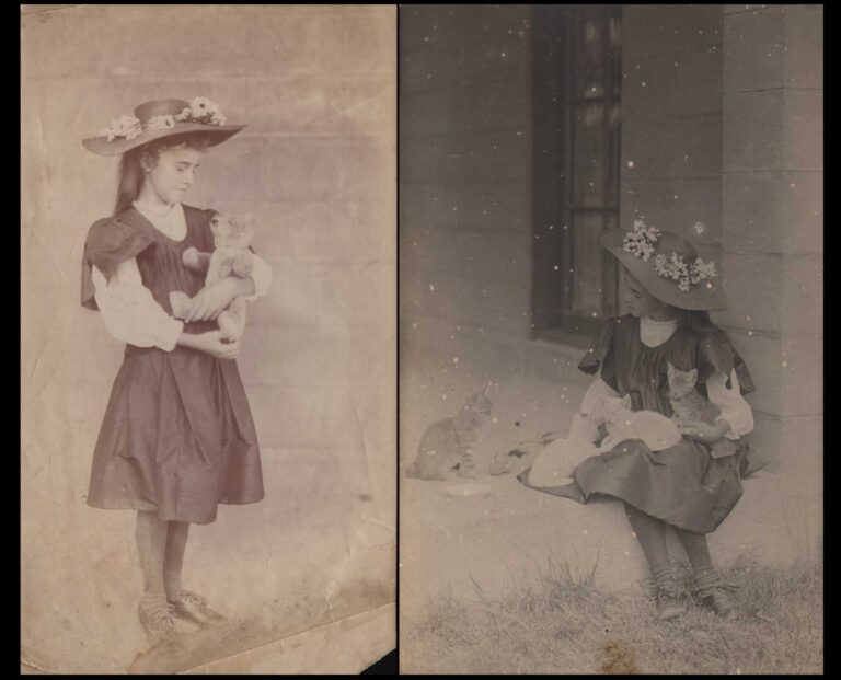 Dorothy Tucker with Teddy Bear & Kittens