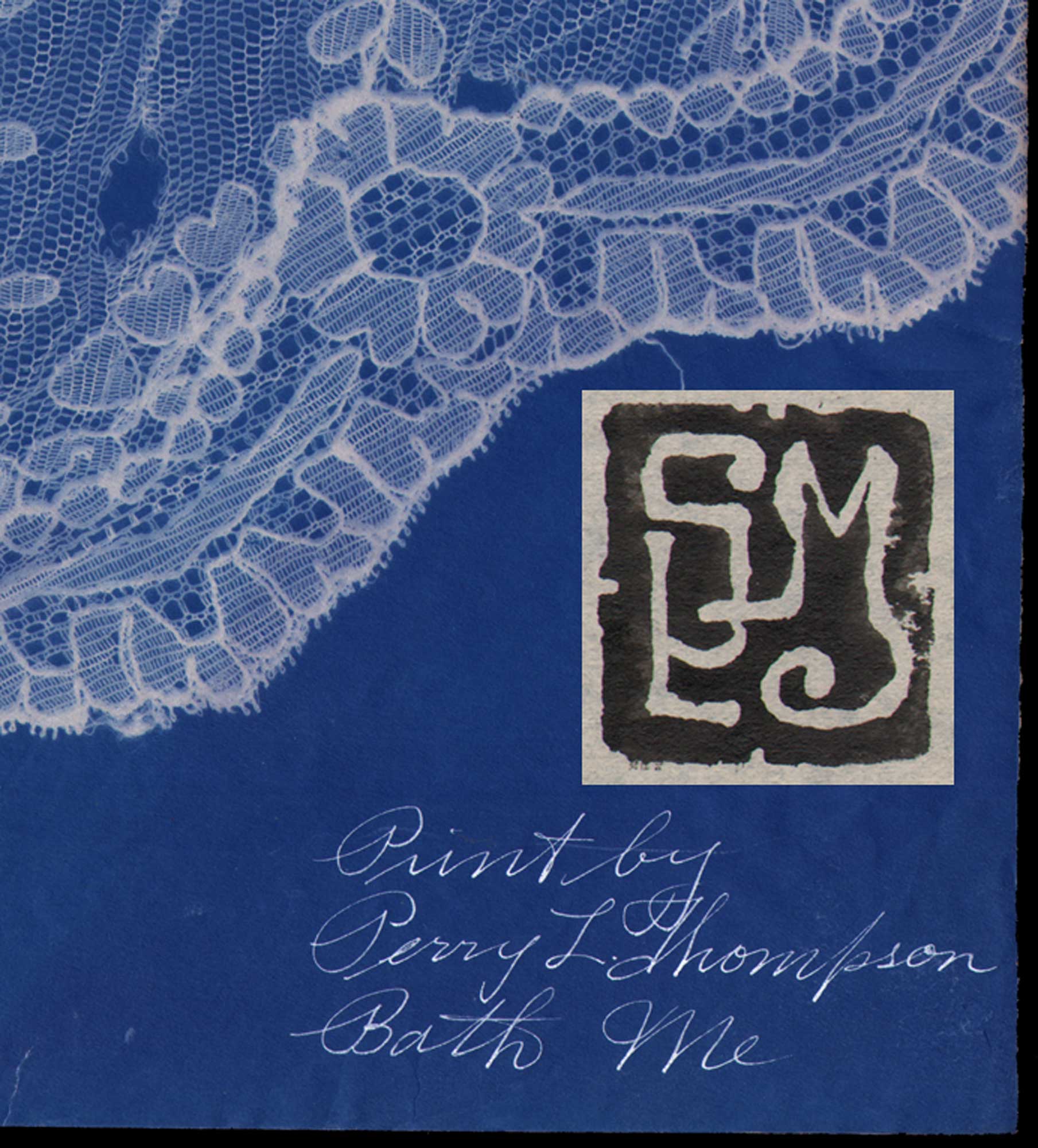 Details: Old Lace Sample with Artist’s Signature and Woodblock Monogram: Records of Old Laces: Portfolio 1