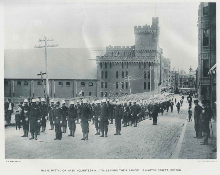 Naval Battalion, Mass. Volunteer Militia Leaving Armory, Boston