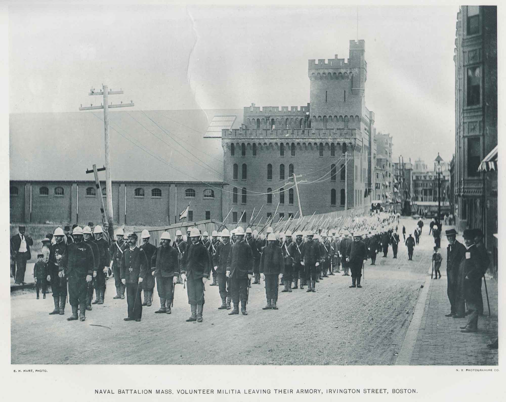 Naval Battalion, Mass. Volunteer Militia Leaving Armory, Boston